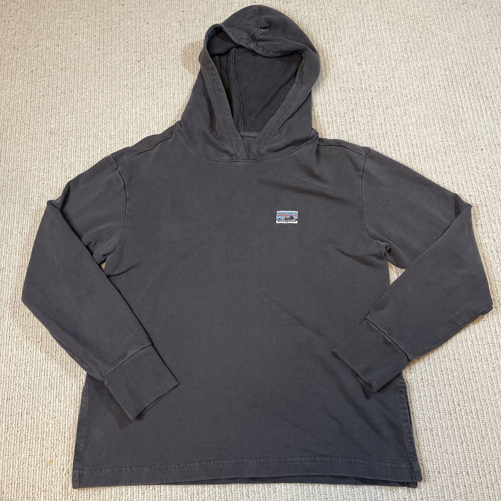 Patagonia Women's Small Organic Cotton Hoodie Sweatshirt Gray Black Pullover